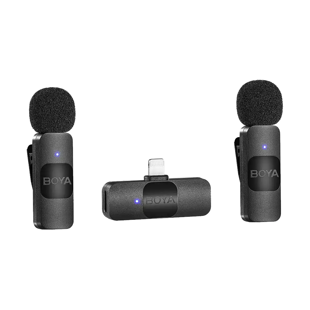 Boya BY-V2 Ultracompact 2-Person Wireless Microphone System with Lightning Connector for iOS Devices (2.4 GHz)