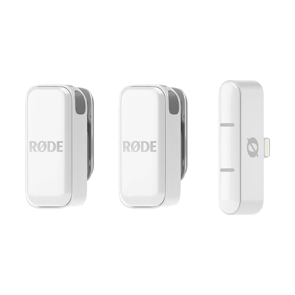 Rode Wireless Micro 2-Person Ultracompact Wireless Microphone System with USB-C Connector (2.4 GHz, White) with FREE Rode Interview Micro Handheld Mic Adapter for Wireless Clip-On Transmitter (Valued at R700)