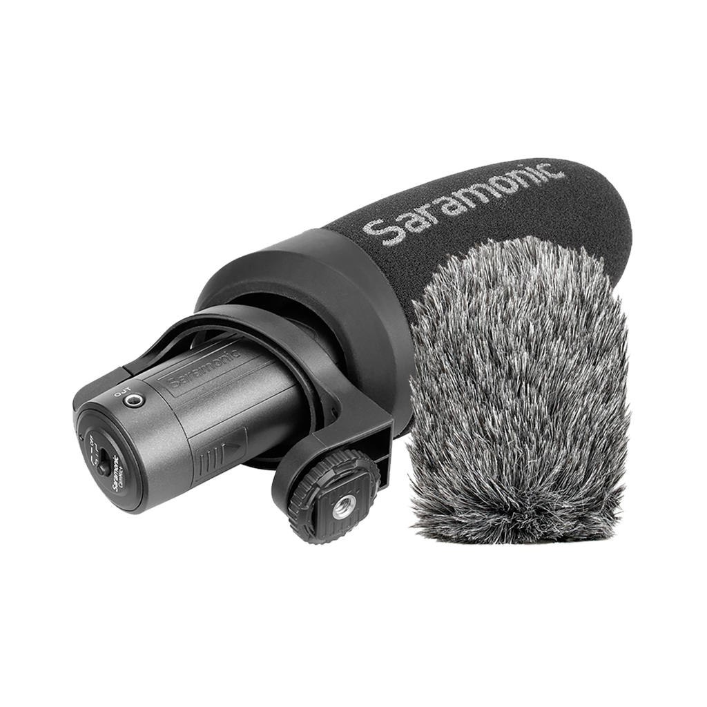 Saramonic CamMic+ Battery-Powered Camera-Mount Shotgun Microphone for DSLR Cameras and Smartphones with Furry