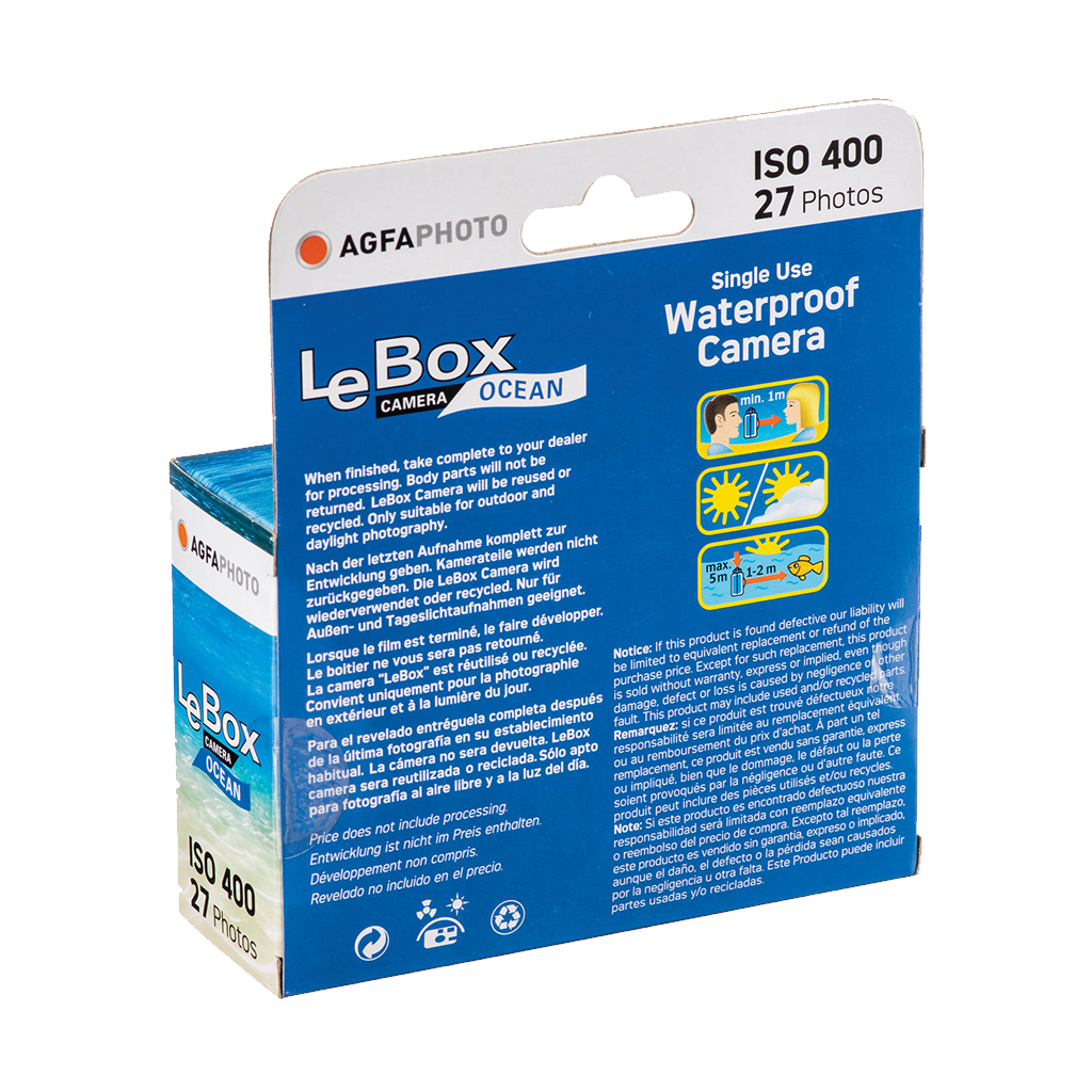 AgfaPhoto LeBox Single-Use Ocean Waterproof Camera (35mm Roll Film, 27 Exposures)