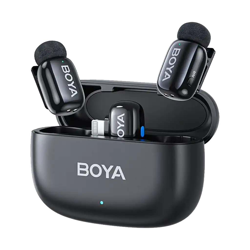 Boya mini 2-Person Tiny Wireless Microphone System with Lightning Connector for iOS Devices (2.4 GHz, Black)
