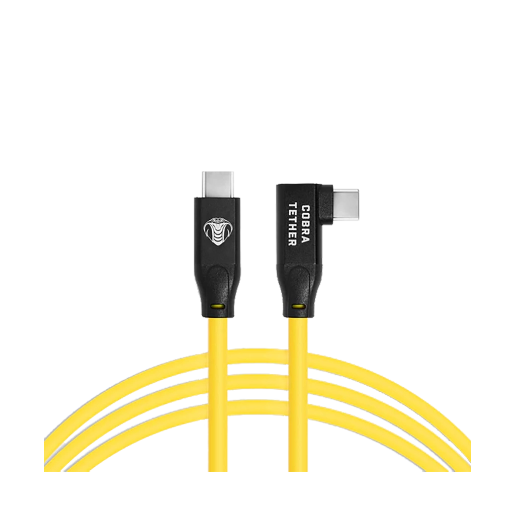 CobraTether Straight to 90 Degree Angle USB-C Tether Cable (5m, Yellow)