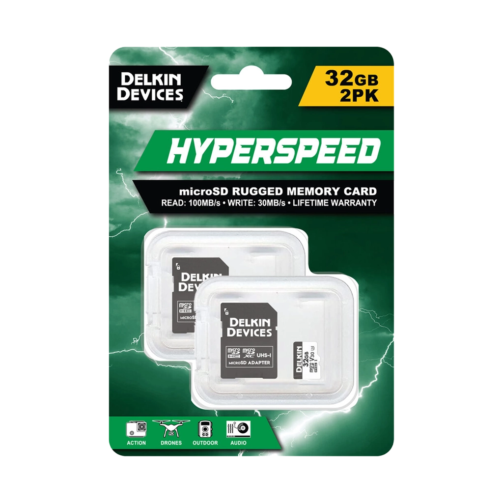 Delkin Devices 32GB Hyperspeed UHS-I microSDHC Memory Card with SD Adapter (Twin Pack)