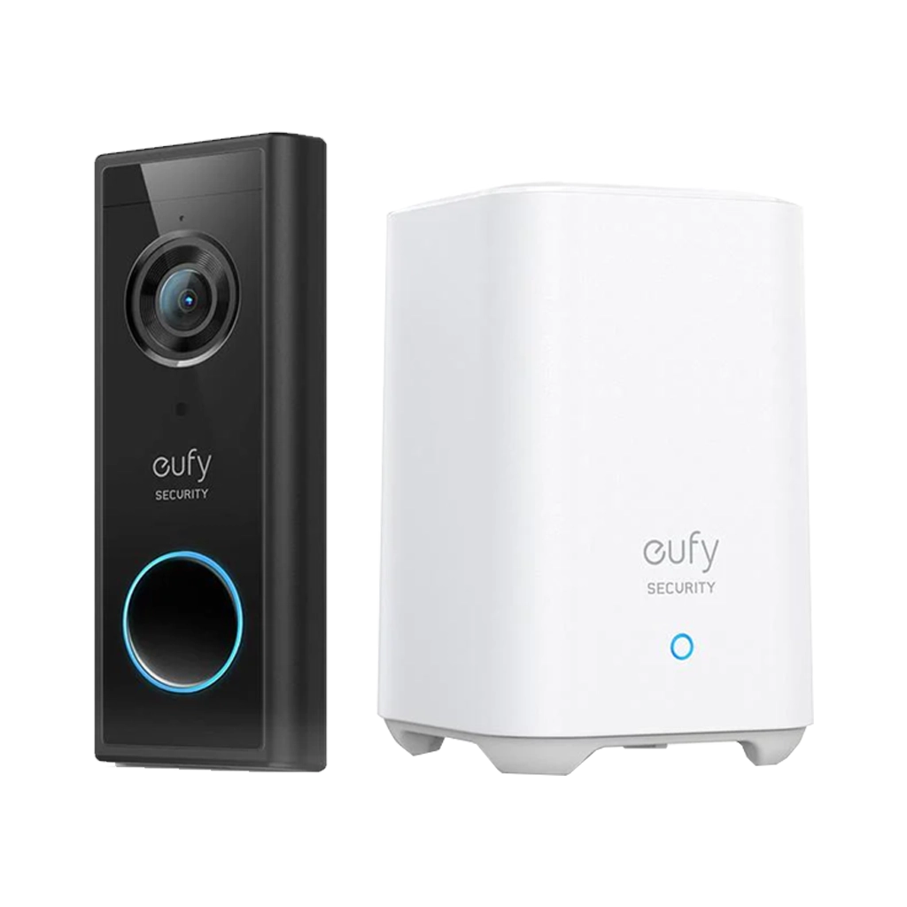 Eufy Security 2K (Battery Powered) Video Doorbell with Home Base 2 Kit - Black