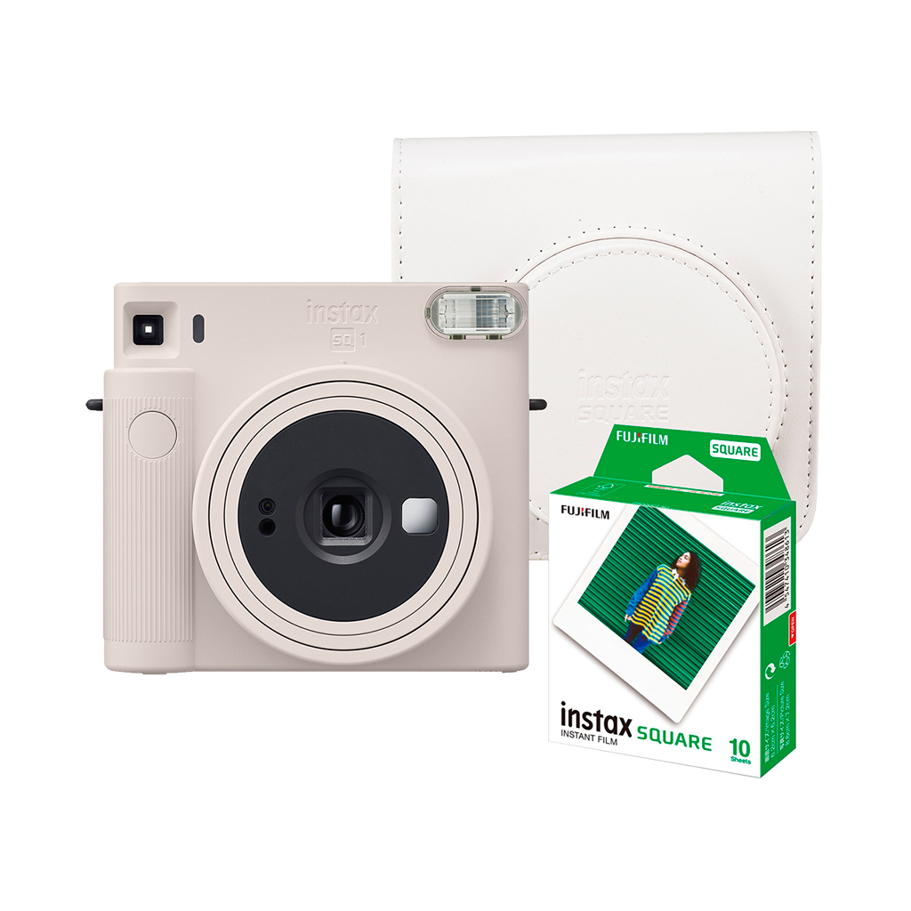 Fujifilm Instax Square SQ1 Instant Film Camera with Instax Square Instant Film and Case (Chalk White)