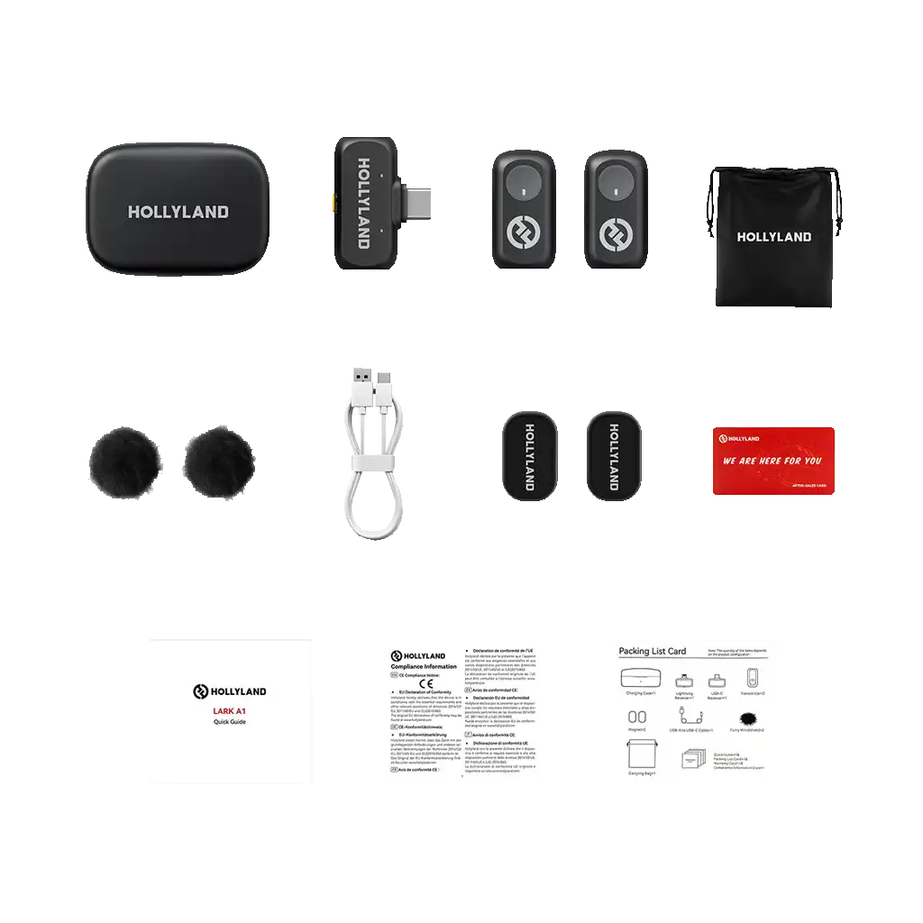 Hollyland LARK A1 Duo 2-Person Wireless Microphone System with USB-C Connector for Mobile Devices (Space Gray, 2.4 GHz)