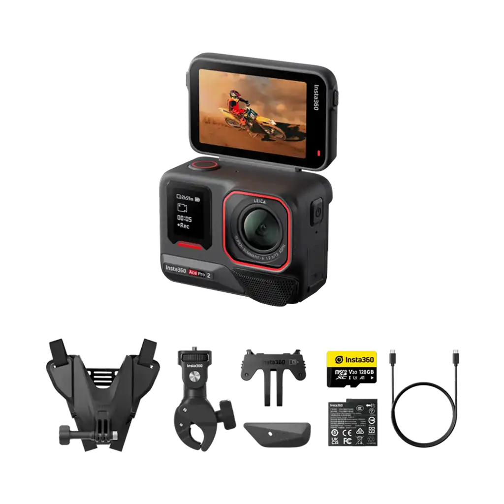 Insta360 Ace Pro 2 Action Camera Dual Battery Motorcycle Bundle