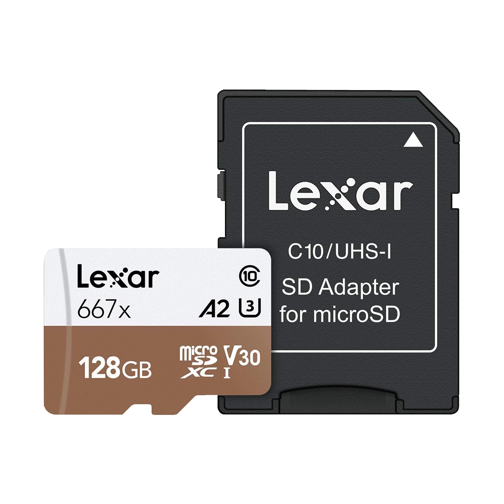 Lexar 128GB Professional 667x UHS-I microSDXC Memory Card with SD Adapter