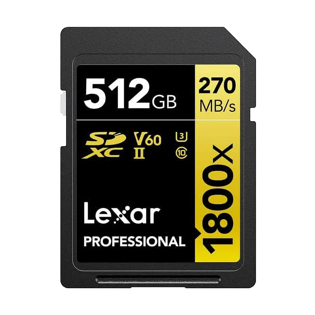 Lexar 512GB Professional 1800x UHS-II SDXC Memory Card (GOLD Series)