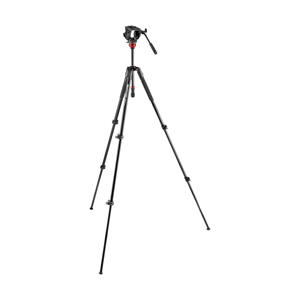 Manfrotto 500 Fluid Video Head with 190X Video Aluminium Tripod & Leveling Column Kit