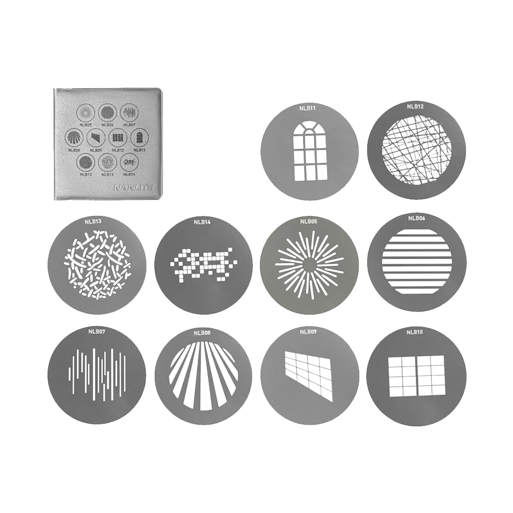 Nanlite BM Bowens Projection Attachment Gobo Set 1 (10-Pack)