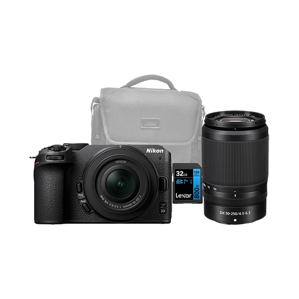 Nikon Z30 Mirrorless Camera Body with 16-50mm f3.5-6.3 Lens + 50-250mm f4.5-6.3 Lens + Bag and 32gb SD Card