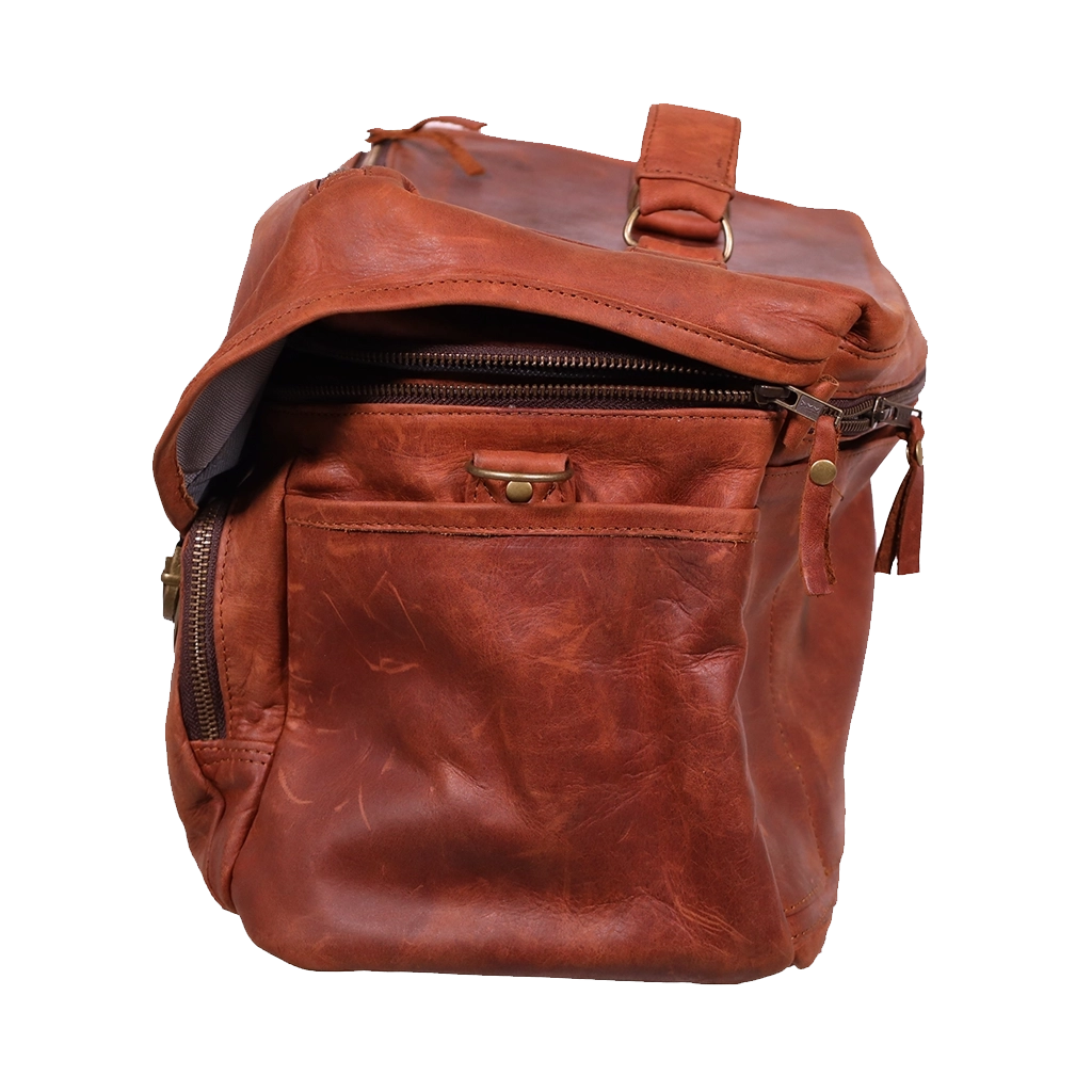 ORMS Leather Camera Shoulder Bag (Saddle Brown, Large)