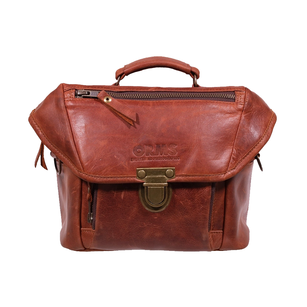 Orms Leather Camera Shoulder Bag (Saddle Brown, Small)