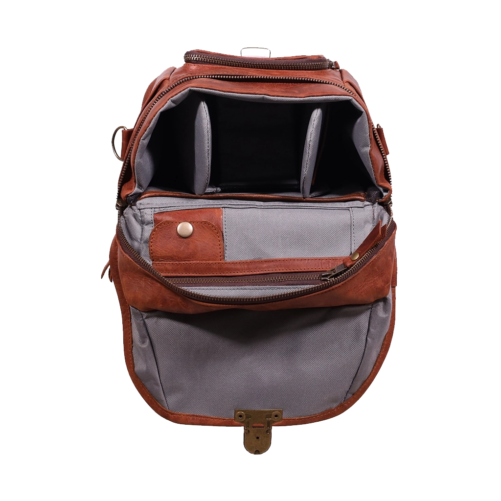 Orms Leather Camera Shoulder Bag (Saddle Brown, Small)
