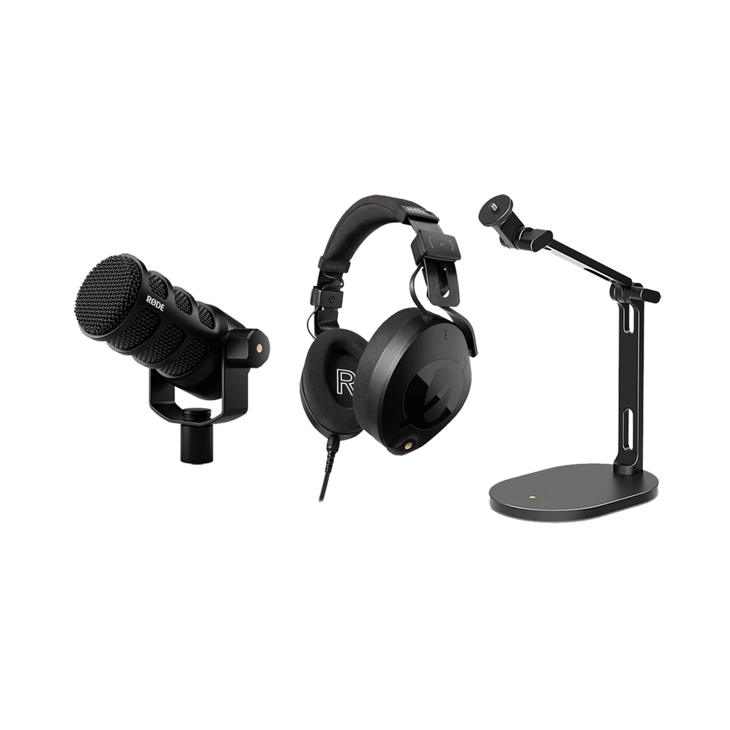 Rode PodMic USB and XLR Dynamic Broadcast Microphone with Rode NTH-100  Professional Over-Ear Headphones and Rode DS2 Desktop Microphone Stand -  Orms Direct - South Africa