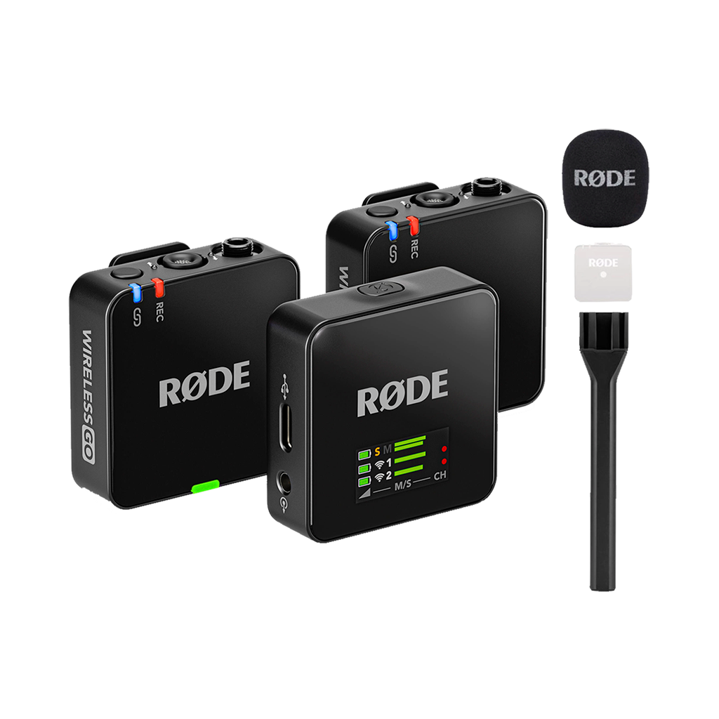 Rode Wireless GO (Gen 3) 2-Person Compact Digital Wireless Microphone System/Recorder (2.4 GHz, Black) with Free Rode Interview GO (Valued at R650)