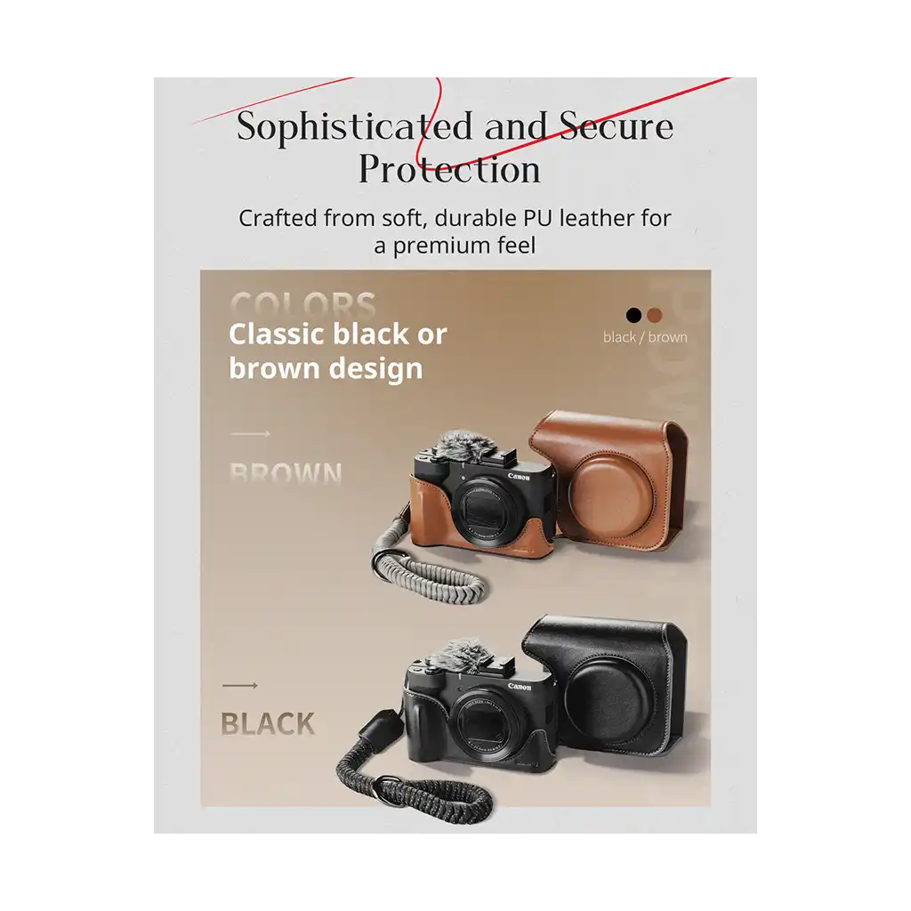 SmallRig Leather Case Kit for Canon PowerShot V1 (Brown)