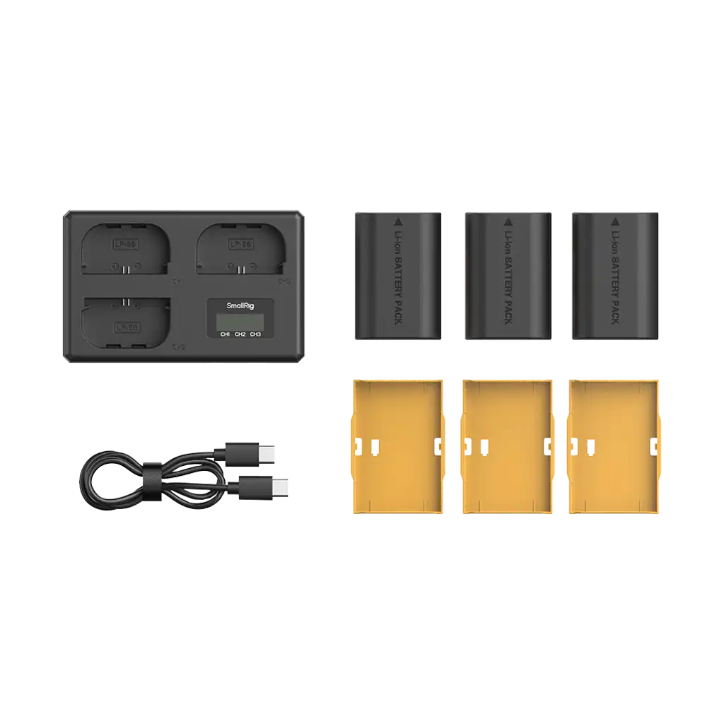 SmallRig LP-E6NH Kit with 3 Batteries and Portable 3-Bay Charger