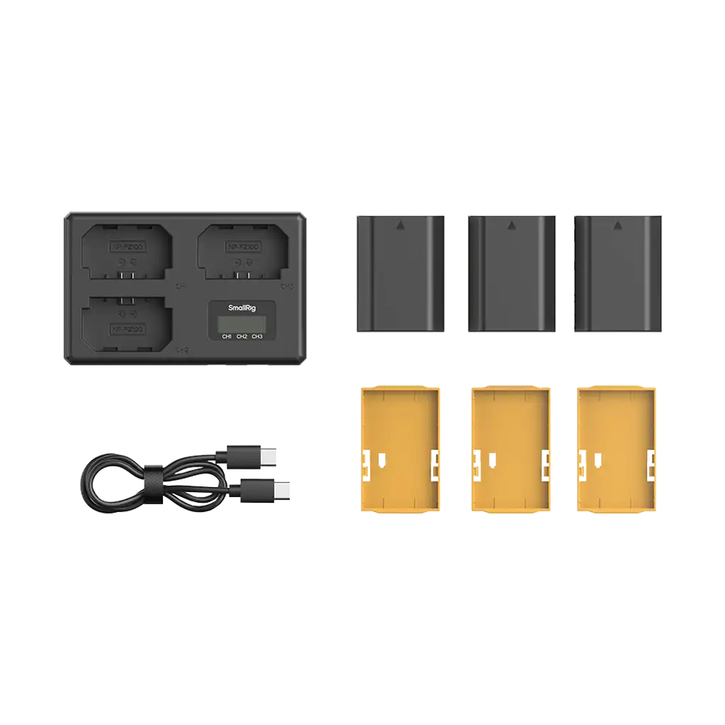 SmallRig NP-FZ100 Kit with 3 Batteries and Portable 3-Bay Charger