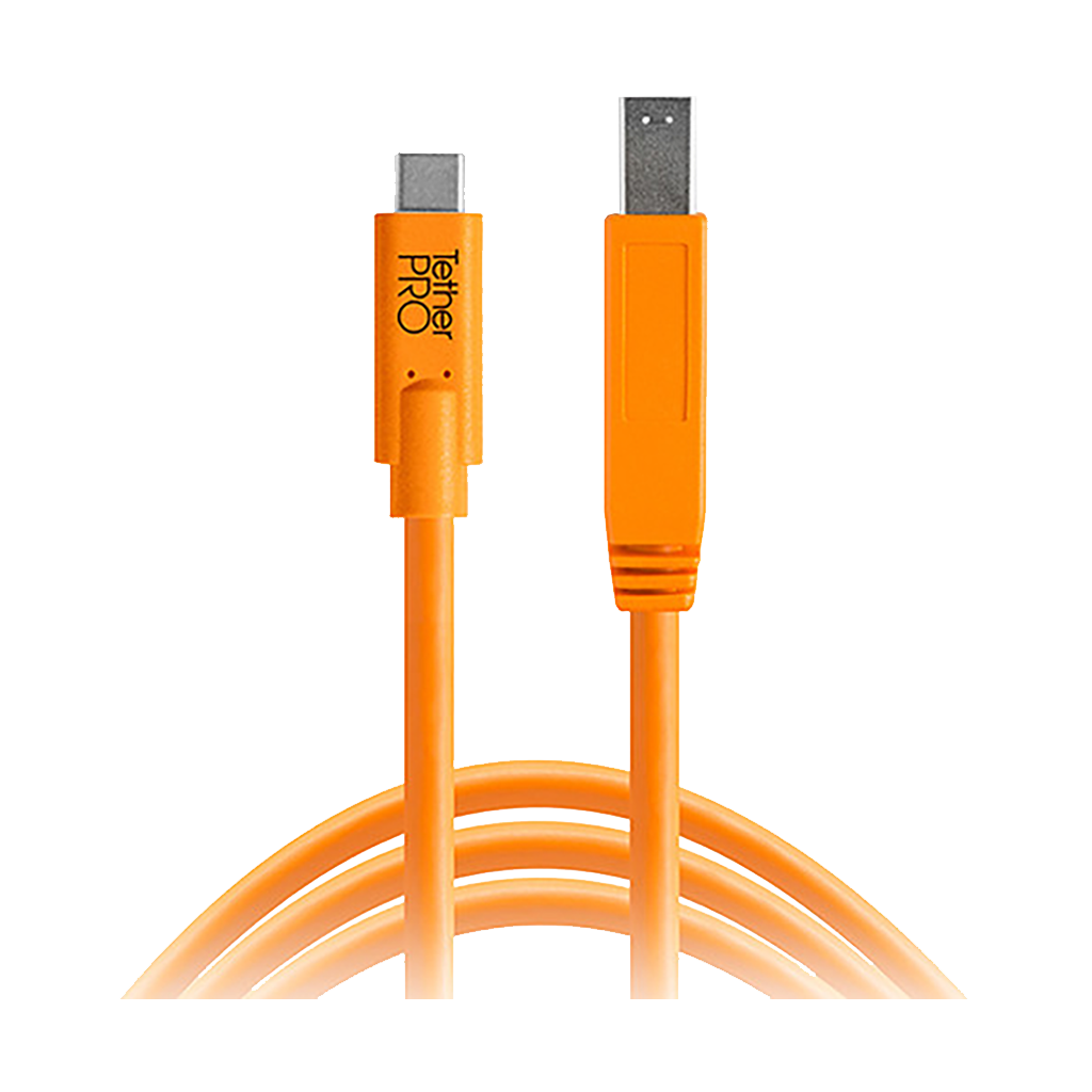 Tether Tools TetherPro USB Type-C Male to USB 3.0 Type-B Male Cable (15' - 4.5m, Orange)