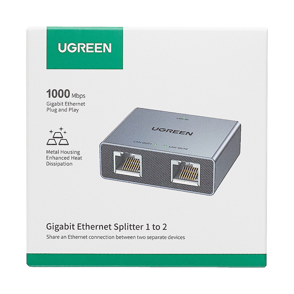 UGREEN 1-to-2 Gigabit Ethernet Splitter, 1000Mbps LAN Network Adapter