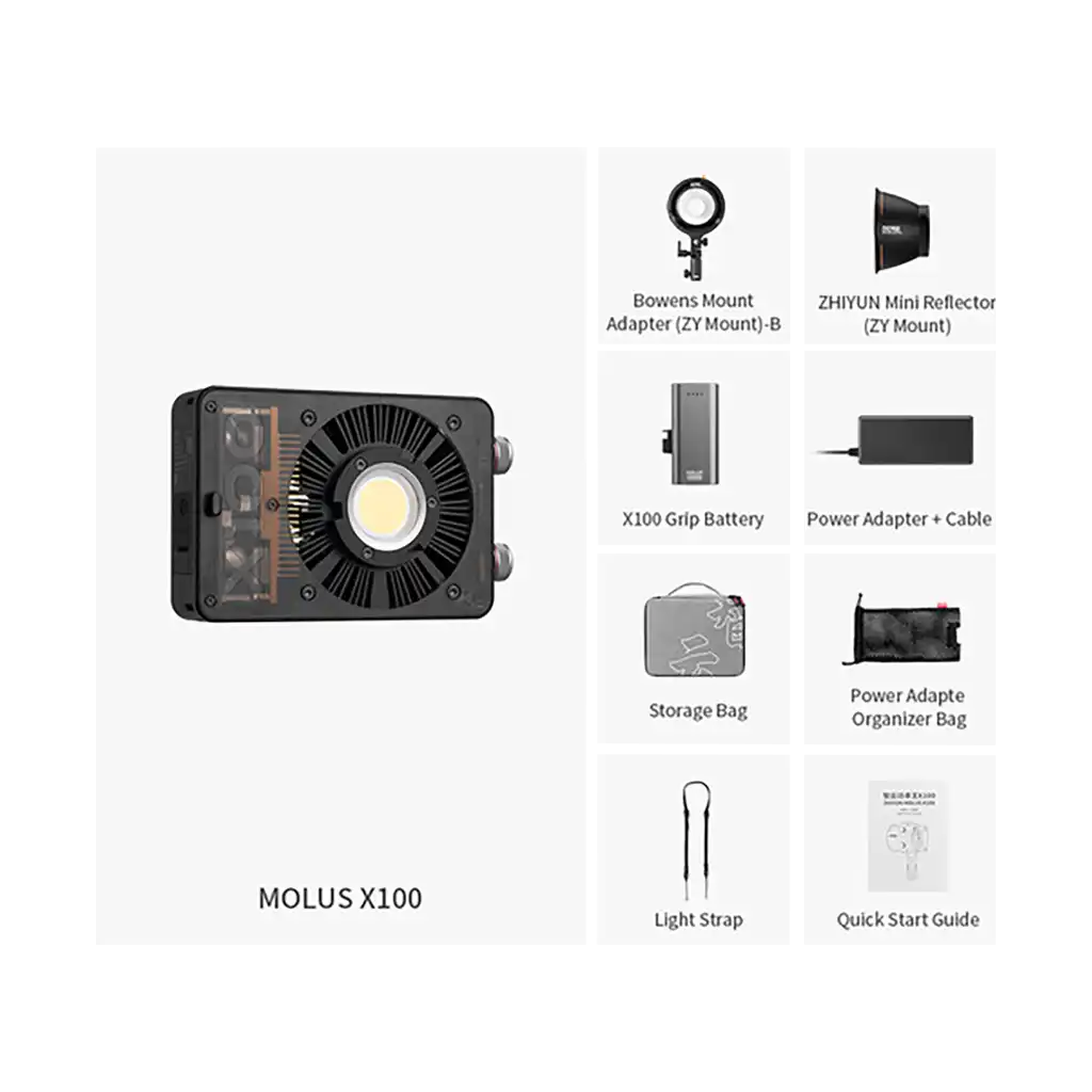 Zhiyun MOLUS X100 Bi-Color Pocket COB Monolight (Combo Kit)