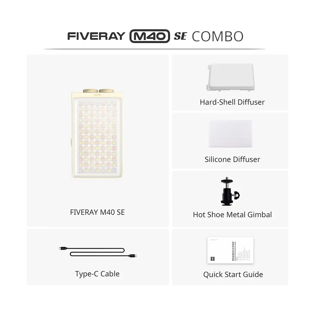 Zhiyun FIVERAY M40 SE Bi-Color LED Light Panel with Accessories Kit