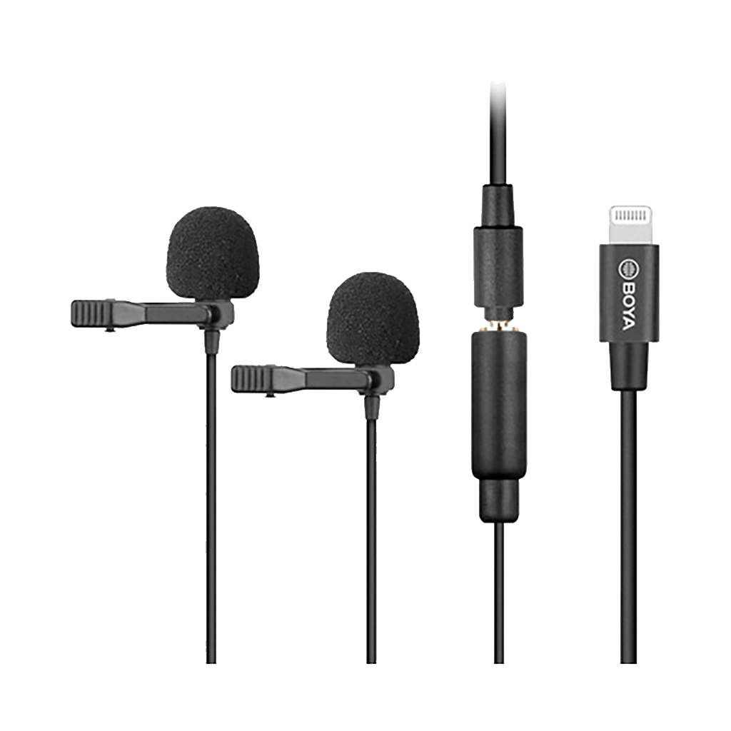BOYA BY-M2D Digital Dual Omnidirectional Lavalier Microphones with Detachable Lightning Cable (iOS)