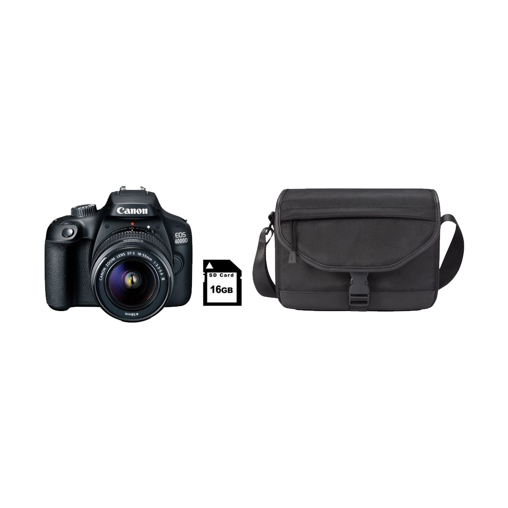 Canon EOS 2000D + EF-S 18-55mm IS II Lens + Backpack + SD Card • Price »