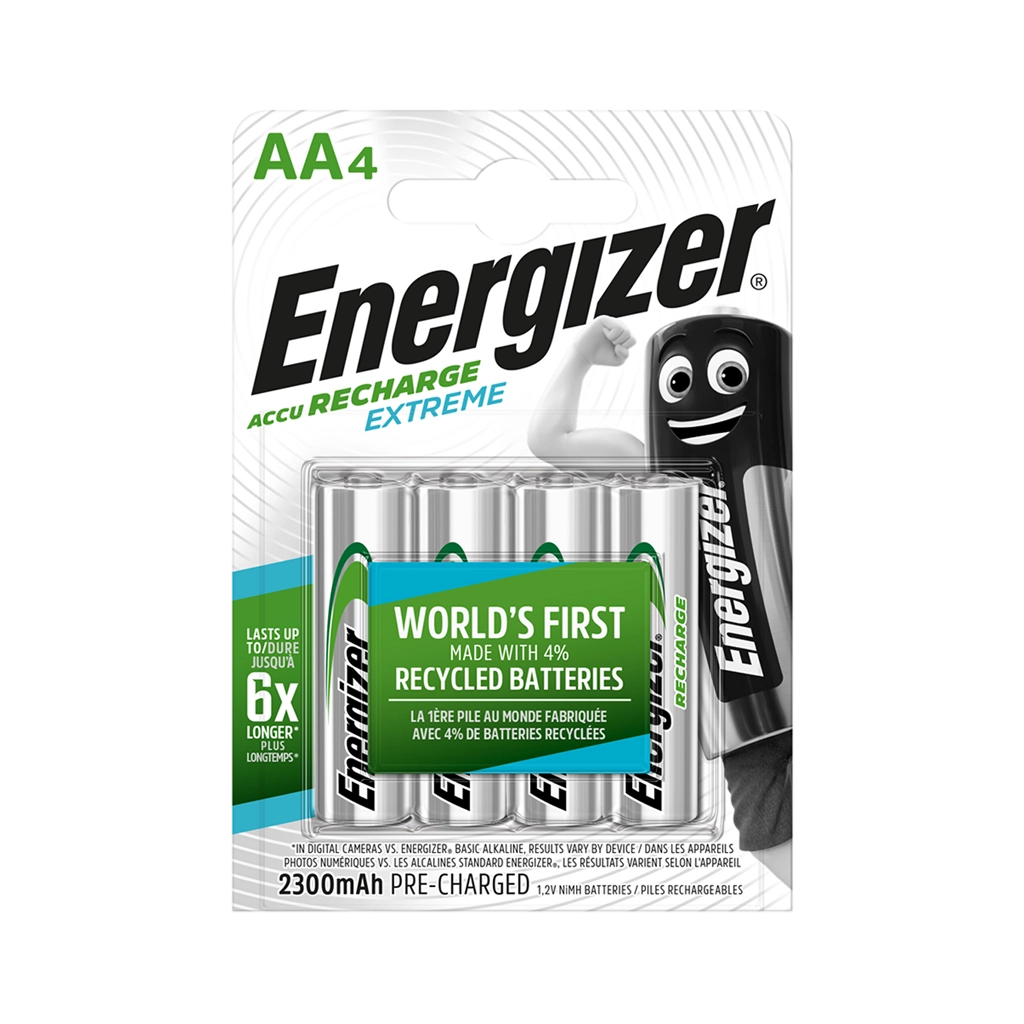 Energizer AA 2300mAh Recharge Extreme Rechargeable Batteries (Pack of 4)