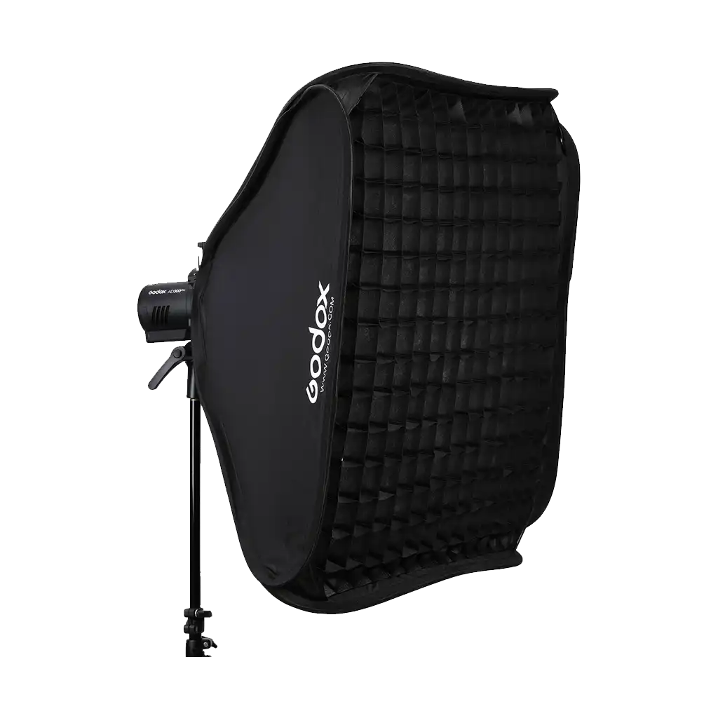 Godox S2 Speedlite Bracket with Softbox, Grid & Carrying Bag Kit (80 x 80cm)