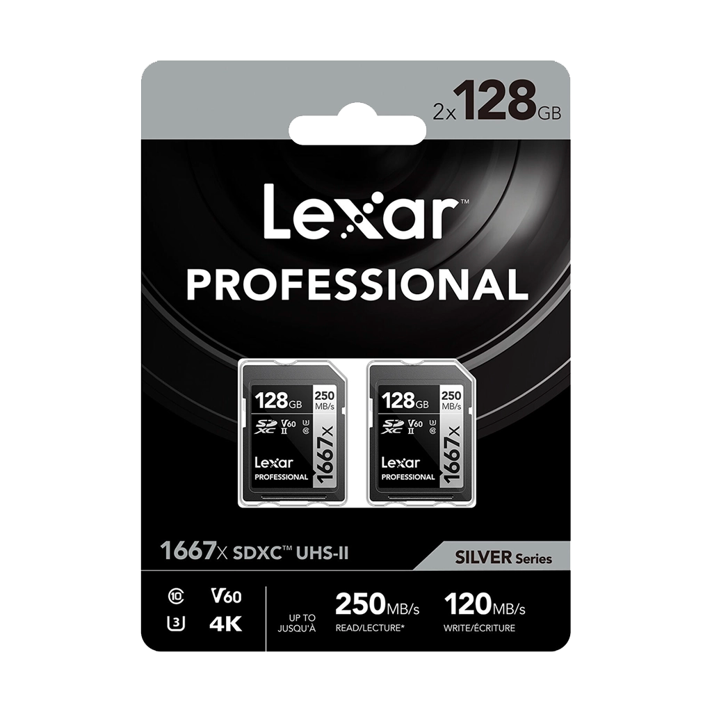 Lexar 128GB Professional 1667x UHS-II SDXC Memory Card (2-Pack)