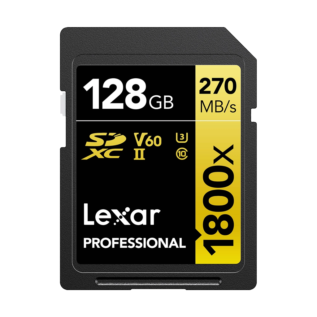 Lexar 128GB Professional 1800x UHS-II SDXC Memory Card (GOLD Series)