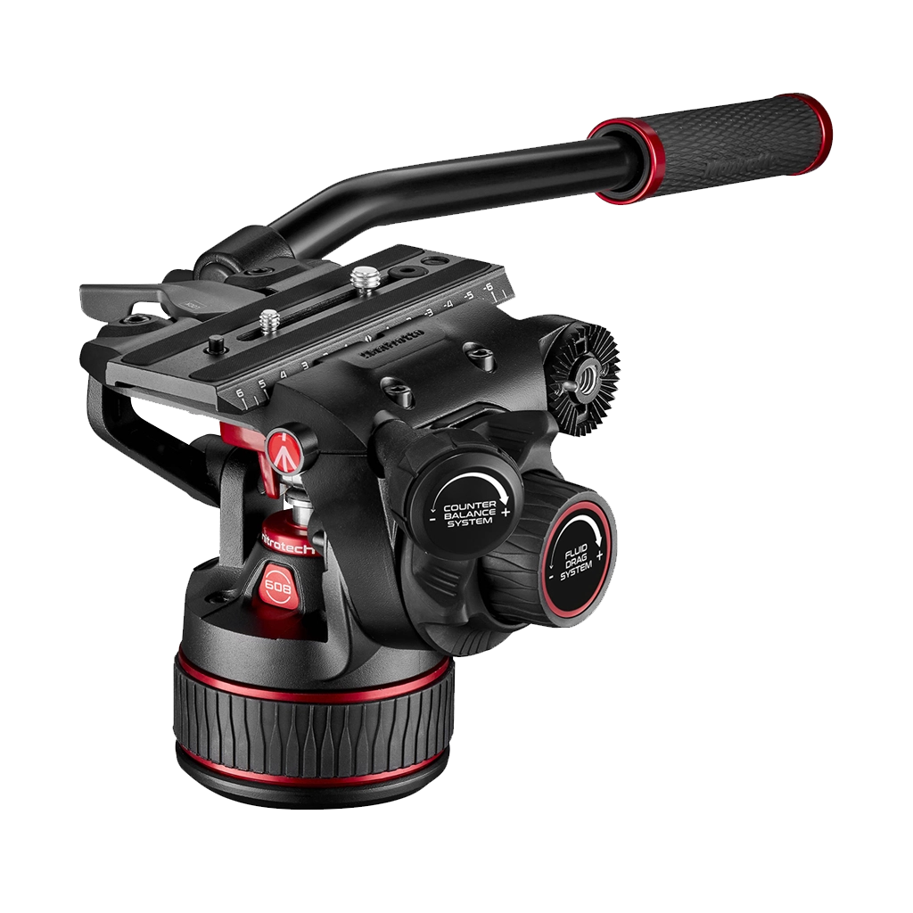 Manfrotto 608 Nitrotech Fluid Video Head and Aluminium Twin Leg Tripod with Middle Spreader