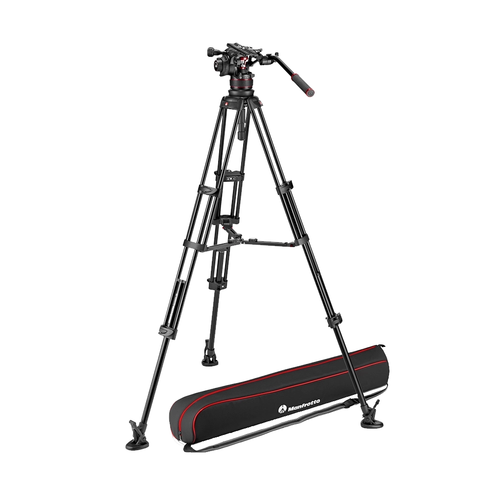 Manfrotto 612 Nitrotech Fluid Video Head and Aluminium Twin Leg Tripod with Middle Spreader