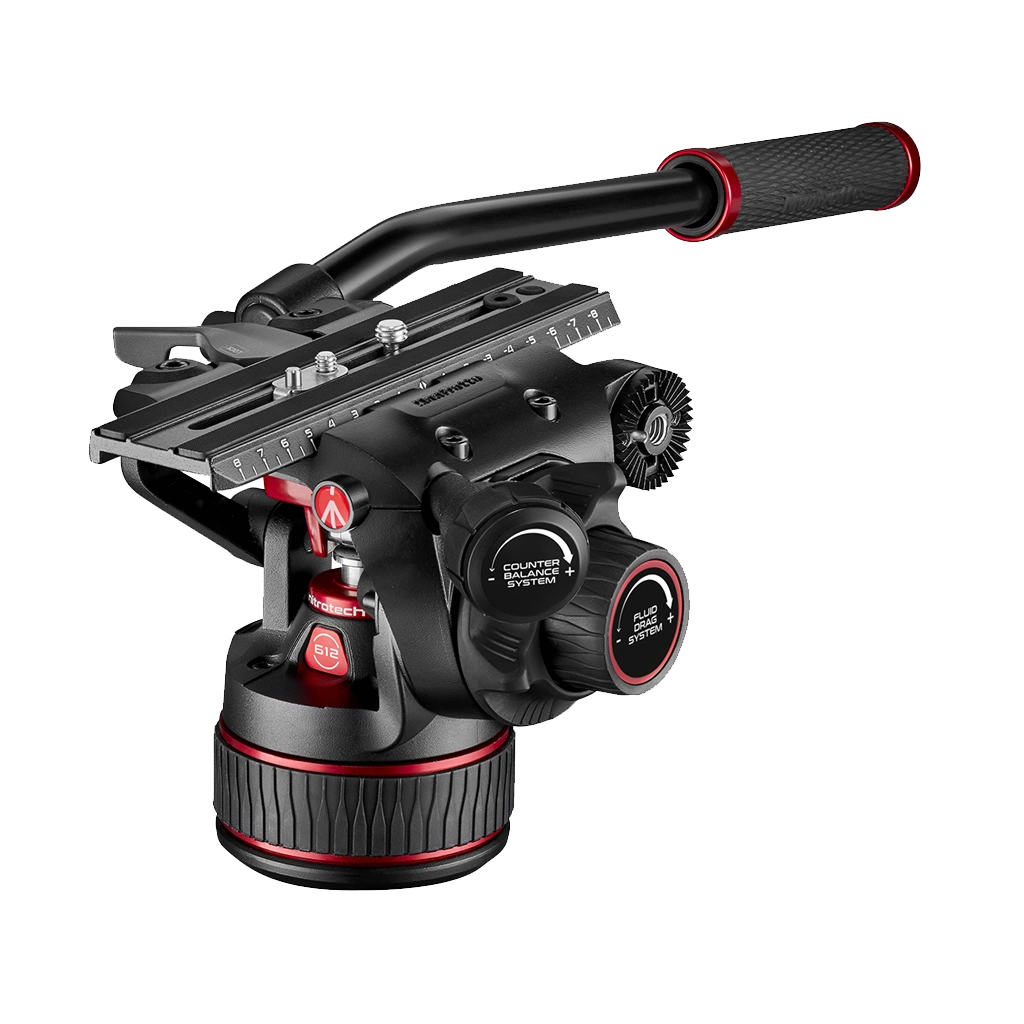 Manfrotto 612 Nitrotech Fluid Video Head and Aluminium Twin Leg Tripod with Middle Spreader