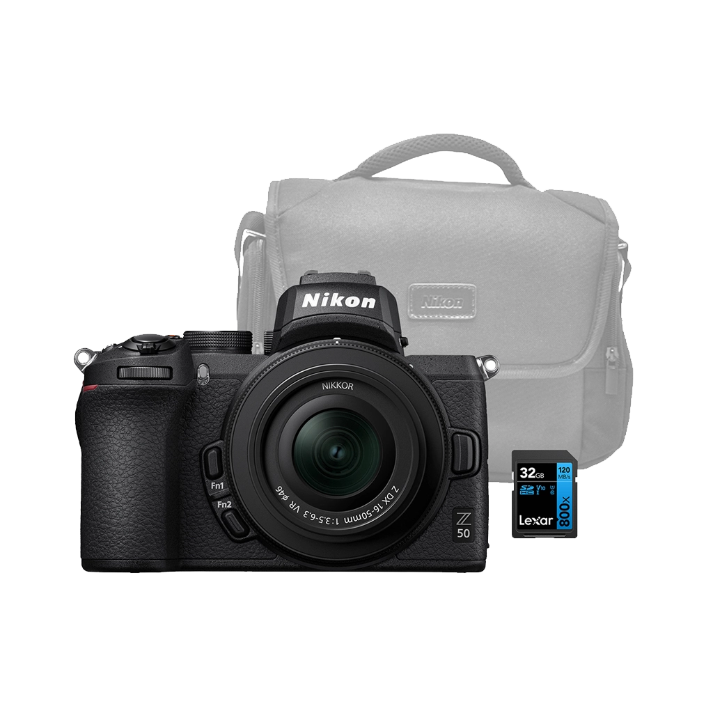 Nikon Z50 Mirrorless Camera Body with 16-50mm f3.5-6.3 Lens and Bag and 32gb SD Card