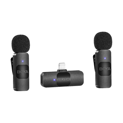 Boya BY-V2 Ultracompact 2-Person Wireless Microphone System with Lightning Connector for iOS Devices (2.4 GHz)