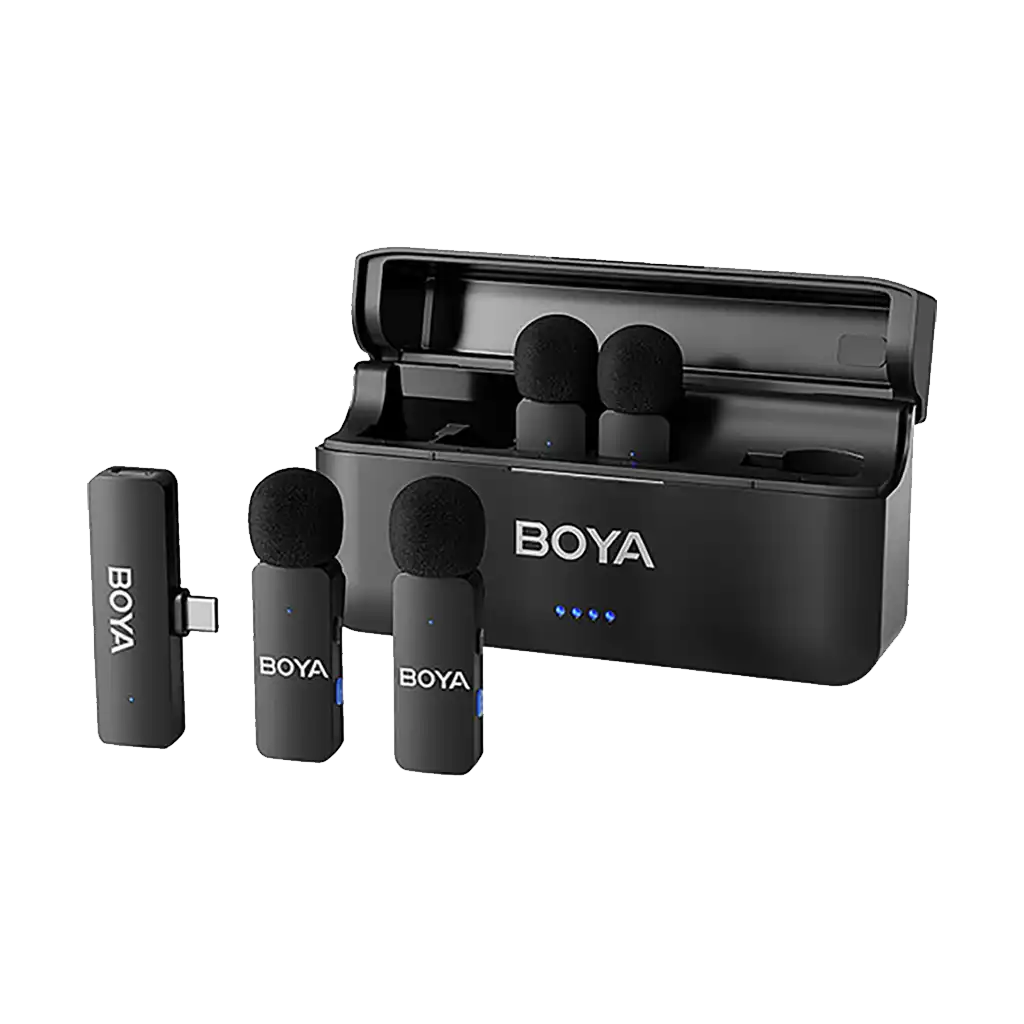 Boya BY-V4U Ultracompact 4-Person Wireless Microphone System with USB-C Connector for Mobile Devices