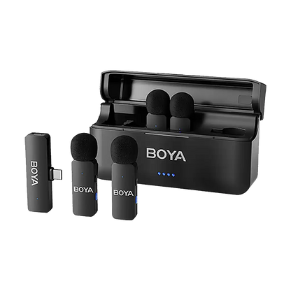 Boya BY-V4U Ultracompact 4-Person Wireless Microphone System with USB-C Connector for Mobile Devices