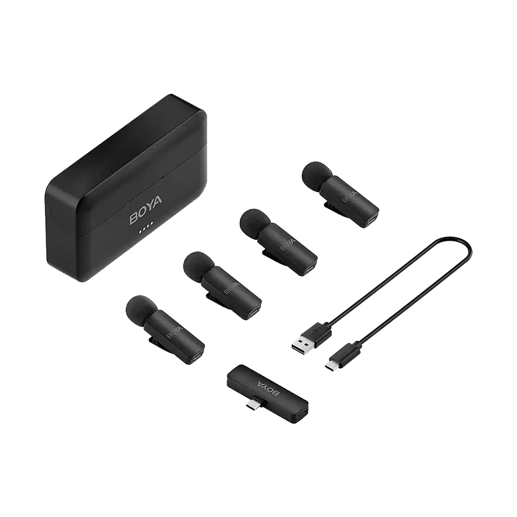 Boya BY-V4U Ultracompact 4-Person Wireless Microphone System with USB-C Connector for Mobile Devices
