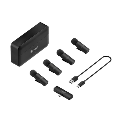 Boya BY-V4U Ultracompact 4-Person Wireless Microphone System with USB-C Connector for Mobile Devices