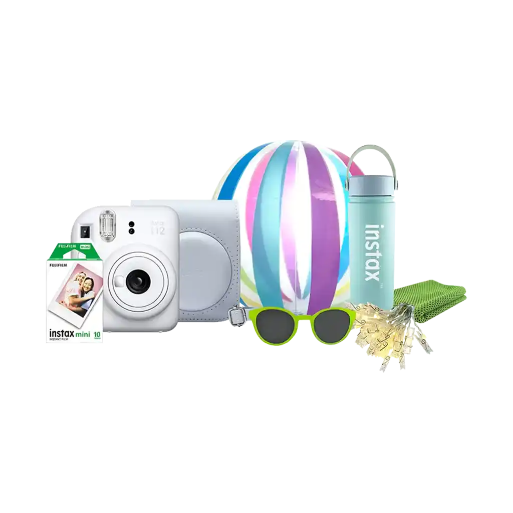 Fujifilm Instax Mini 12 Instant Film Camera (Clay White) Festive Bundle