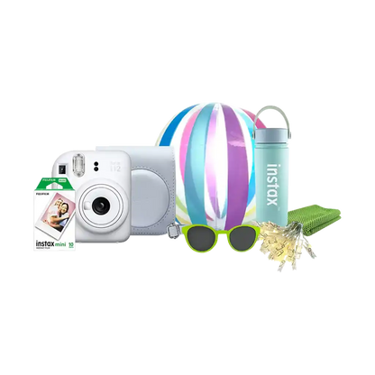 Fujifilm Instax Mini 12 Instant Film Camera (Clay White) Festive Bundle
