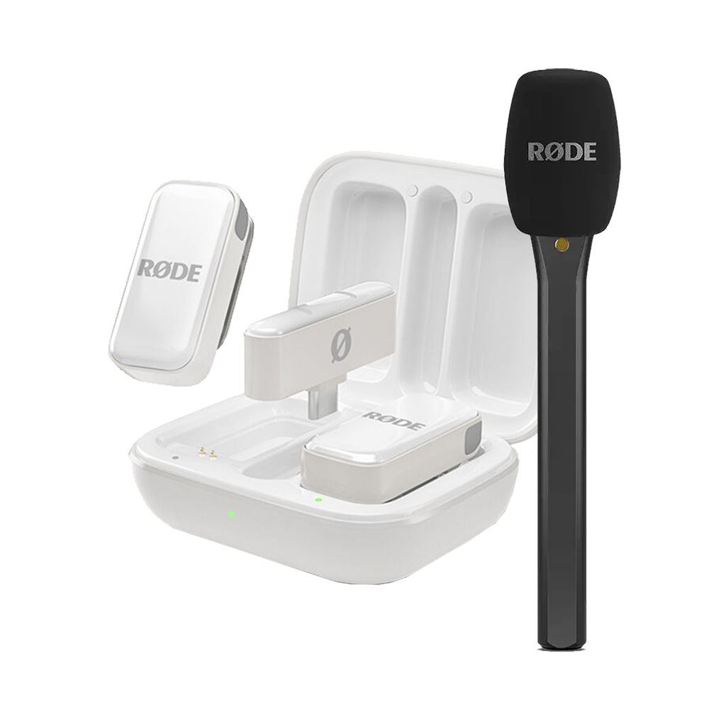 Rode Wireless Micro 2-Person Ultracompact Wireless Microphone System with Lightning Connector (2.4 GHz, White) with FREE Rode Interview Micro Handheld Mic Adapter for Wireless Clip-On Transmitter (Valued at R700)