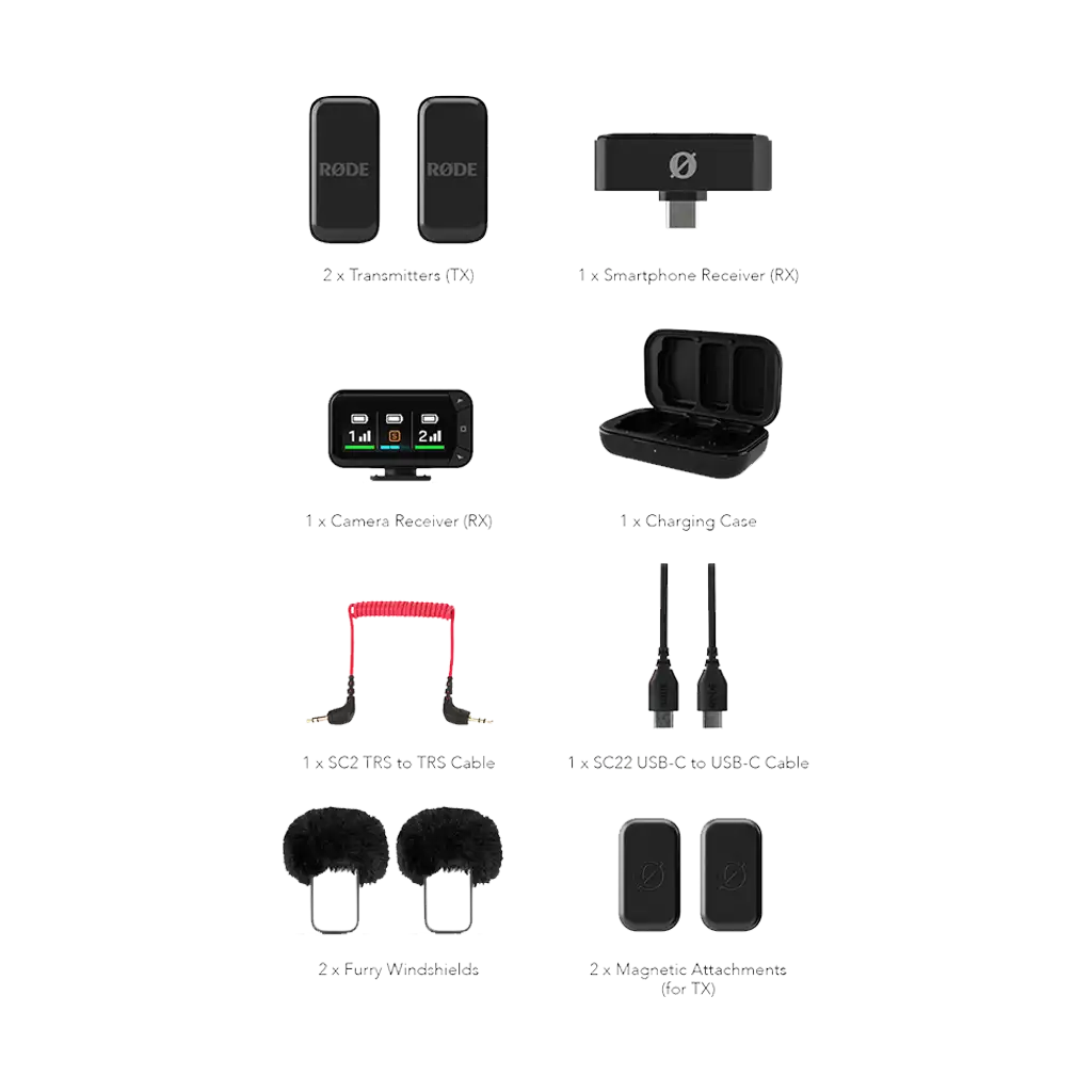 Rode Wireless Micro 2-Person Ultracompact Wireless Microphone Pro System for Cameras and Mobile Devices (2.4 GHz)