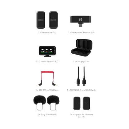 Rode Wireless Micro 2-Person Ultracompact Wireless Microphone Pro System for Cameras and Mobile Devices (2.4 GHz)