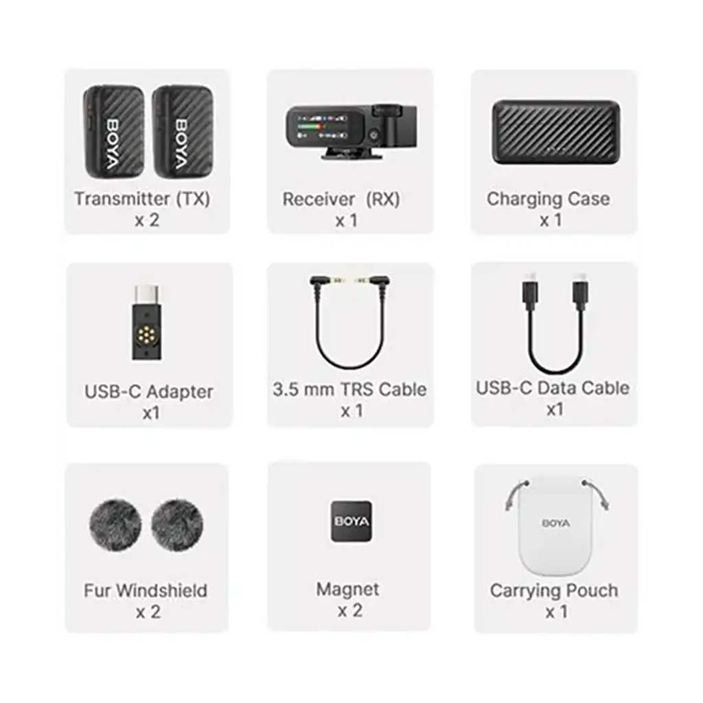 Boya BOYAMIC 2 AI-Powered 2-Person Wireless Microphone System for Cameras and Mobile Devices (2.4 GHz)
