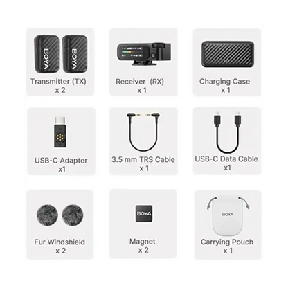 Boya BOYAMIC 2 AI-Powered 2-Person Wireless Microphone System for Cameras and Mobile Devices (2.4 GHz)